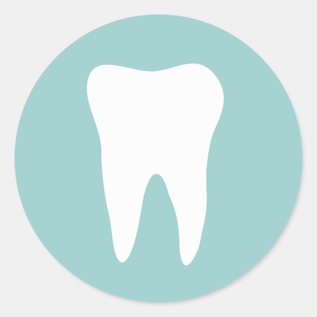 Dental office sticker with white tooth logo (Front)