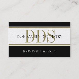 Dental Office Stripes DDS White/Gold Paper Business Card