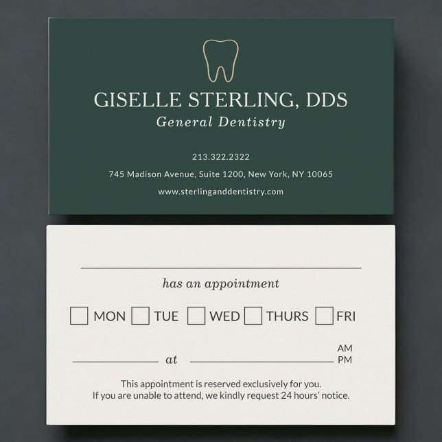 Dental Office Tooth Green Appointment Card (Creator Uploaded)