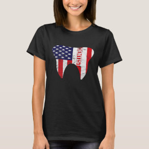 Dental Patriotic American Flag Tooth Dentist Gift T-Shirt