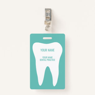 Dental practice name badges with tooth logo