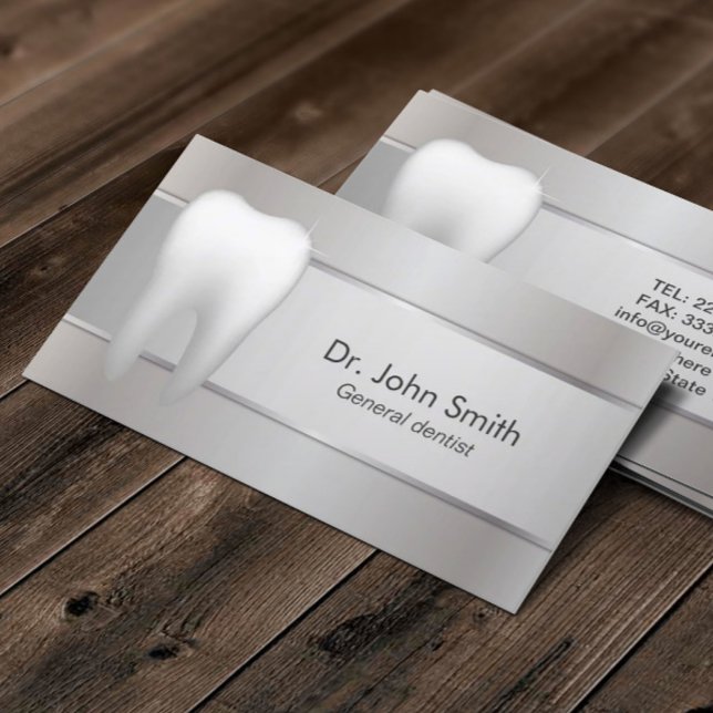 Dental Professional Silver Dentist Business Card (Creator Uploaded)