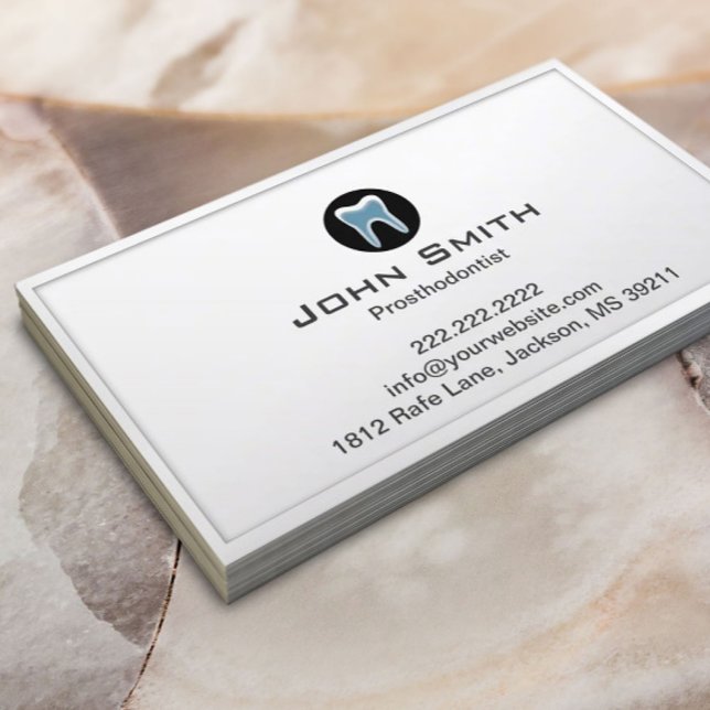 Dental Prosthodontist Plain White Border Business Card (Creator Uploaded)