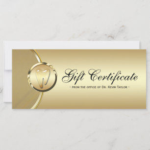 Dental Rack Card Gift Certificate Gold Molar Tooth