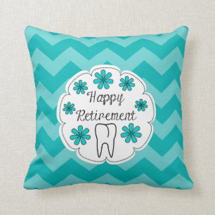 Dental Retirement Teal Chevron Throw Pillow