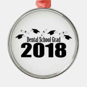 Dental School Grad 2018 Caps And Diplomas (Black) Metal Ornament