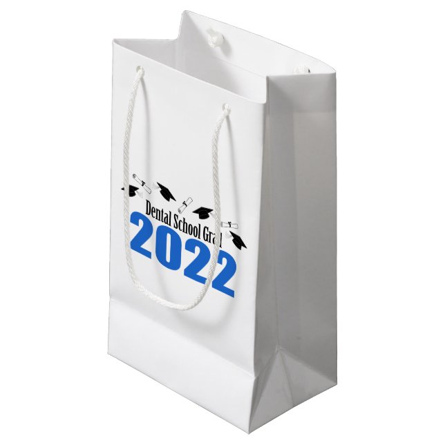 Dental School Grad 2022 Graduation (Blue) Small Gift Bag (Front Angled)