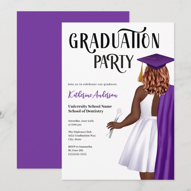 Dental School Graduation Party Invitation (Front/Back)
