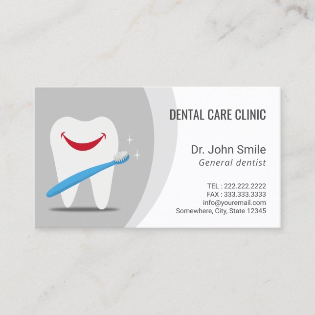 Dental Smiling Tooth Dentist Appointment Card (Front)