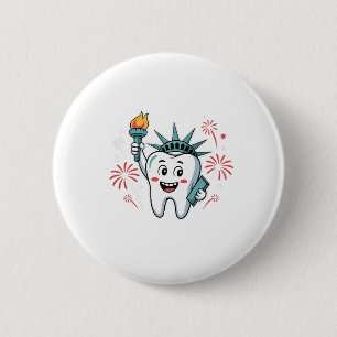 Dental Squad 4th Of July Dentist Funny American 2 Inch Round Button