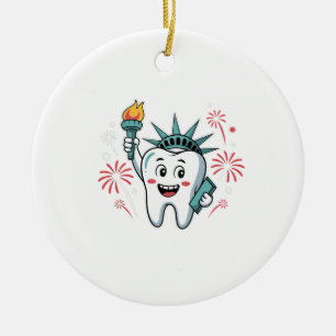 Dental Squad 4th Of July Dentist Funny American Ceramic Ornament