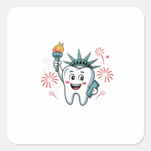 Dental Squad 4th Of July Dentist Funny American Square Sticker