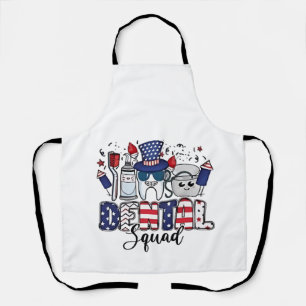 Dental Squad Cute Dentist Hygienist 4th of July Apron