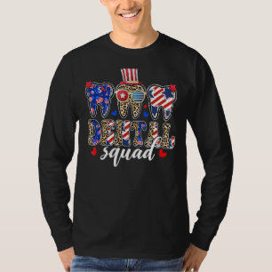 Dental Squad Leopard Tooth American Flag Dentist 4 T-Shirt