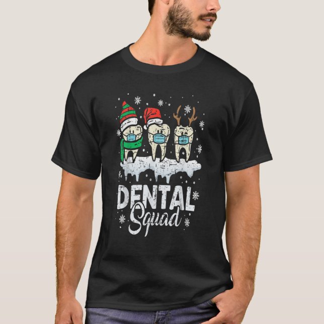 Dental Squad Santa Teeth Mask Quarantine Dentist X T-Shirt (Front)