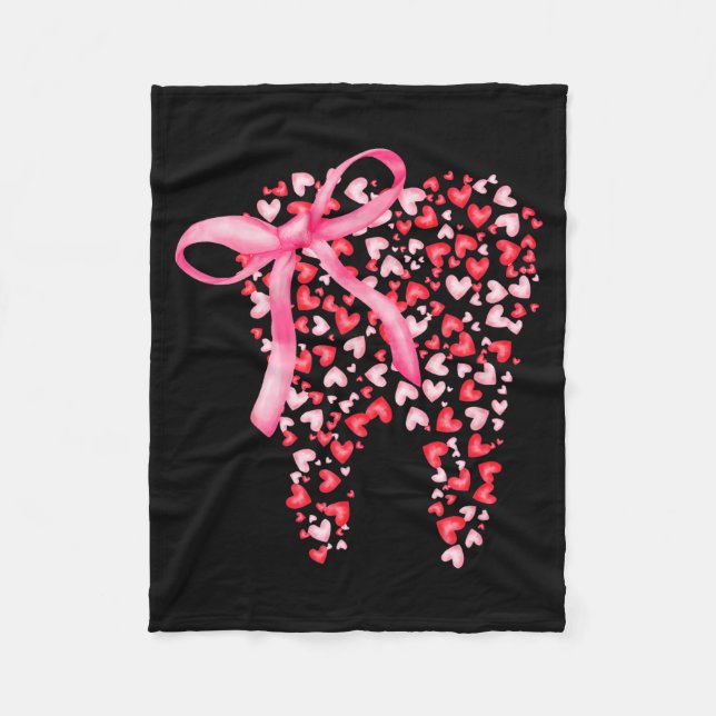 Dental Squad Valentines Cute Heart Teeth Dental Hy Fleece Blanket (Front)