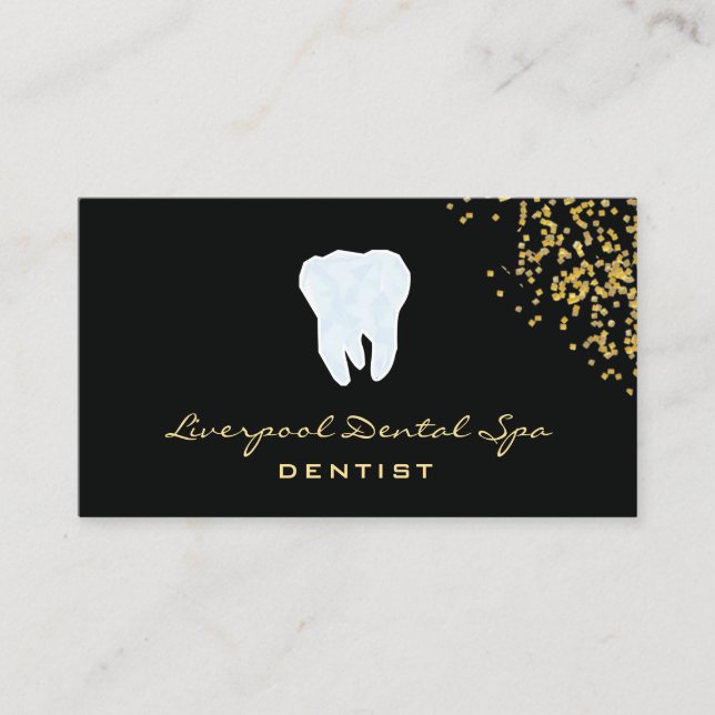 Dental Studio Logo ​Dentist Black Glitter gold Business Card (Front)