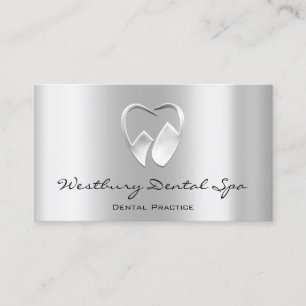 Dental Studio Smile Logo Silver Gray Dentist Business Card