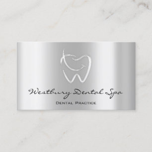 Dental Studio Smile Logo Silver Grey Business Card