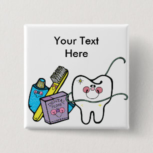 Dental Stuff for Dentist Day March 6th 2 Inch Square Button