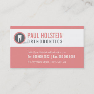 DENTAL SURGERY modern minimal tooth logo coral Business Card