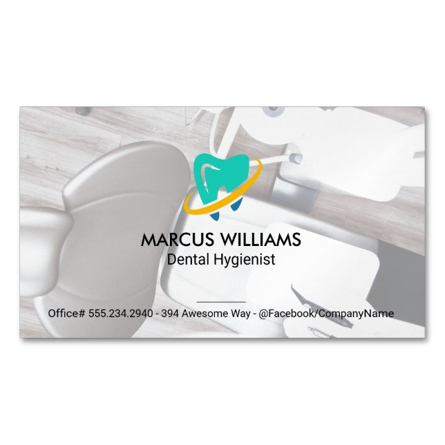 Dental Tools | Dentist Office Magnetic Business Card (Front)