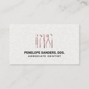 Dental Tools Logo Pink Business Card