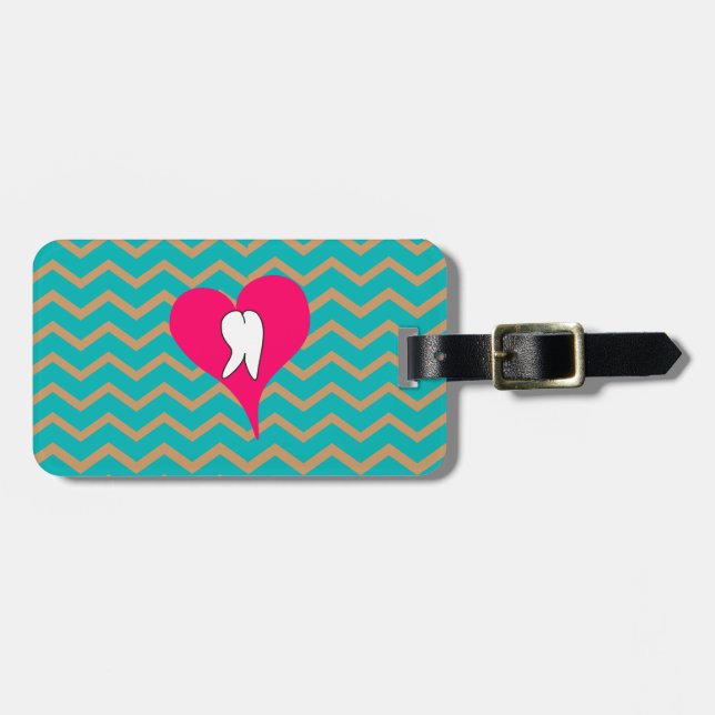Dental Tooth and Chevron Design Luggage Tag (Front Horizontal)