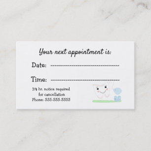 Dental Tooth Appointment Reminder Card