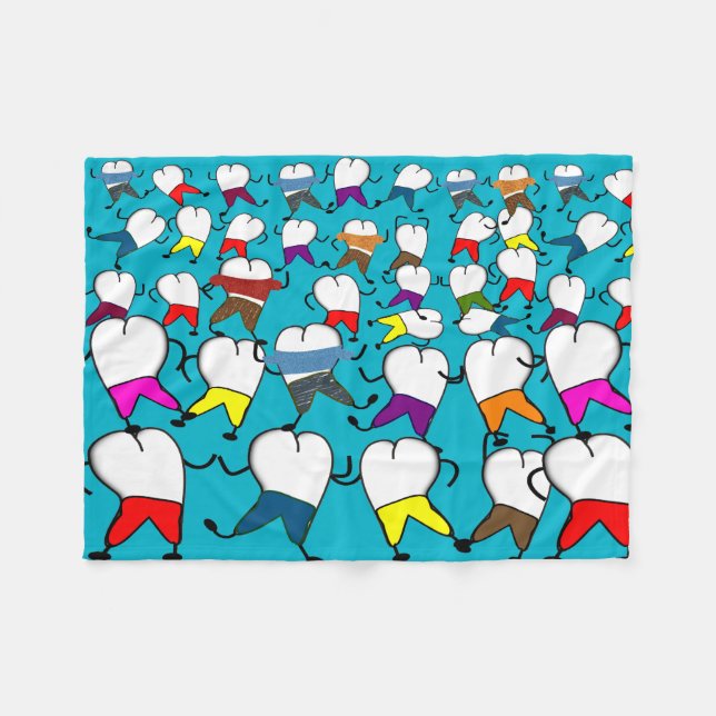 Dental Tooth Art Fleece Blanket (Front (Horizontal))
