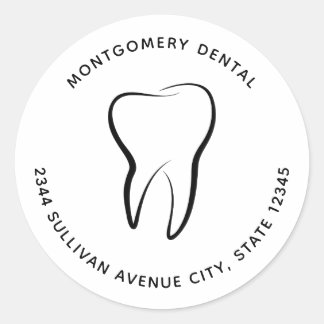 Dental Tooth Dentistry Clinic Medical Address Classic Round Sticker