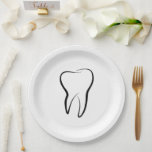 Dental Tooth Dentistry Clinic Medical Paper Plate<br><div class="desc">Paper plates with an illustration of a dental tooth made with a black outline.</div>