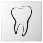 Dental Tooth Dentistry Clinic Medical Tile<br><div class="desc">Ceramic tile with an illustration of a dental tooth made with a black outline.</div>