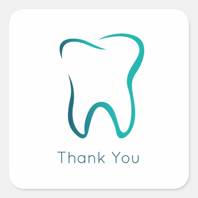 Dental Tooth Dentistry Medical Image Thank You Square Sticker (Front)