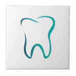 Dental Tooth Dentistry Medical Image Tile<br><div class="desc">Ceramic tile with an illustration of a dental tooth. Drawn with a green gradient outline.</div>