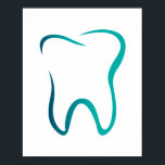 Dental Tooth Image Dentistry Clinic Small Poster<br><div class="desc">Poster with an illustration of a dental tooth. Drawn with a green gradient outline.</div>