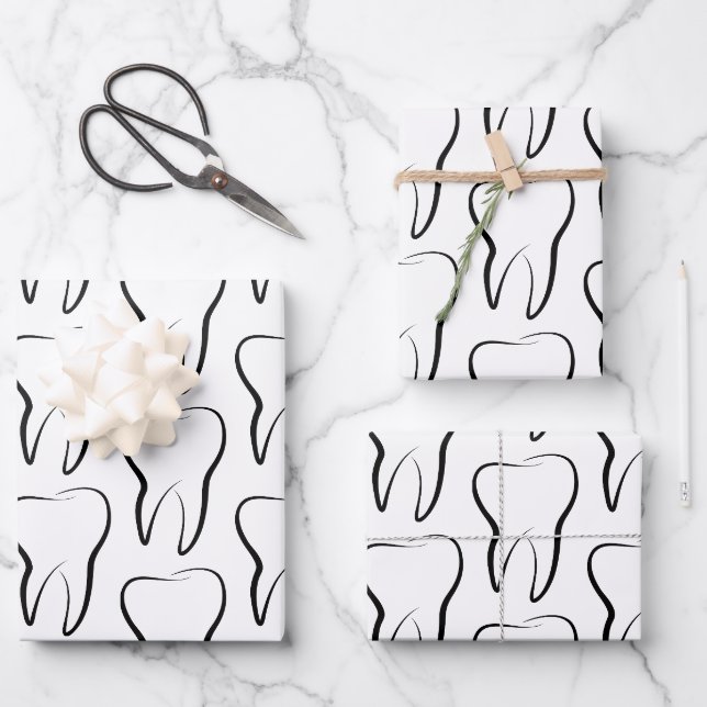 Dental Tooth Medical Graphic Dentistry Pattern Wrapping Paper Sheet (Front)