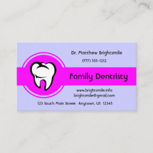 Dental White Tooth Bold Magenta Centre Stripe Appointment Card