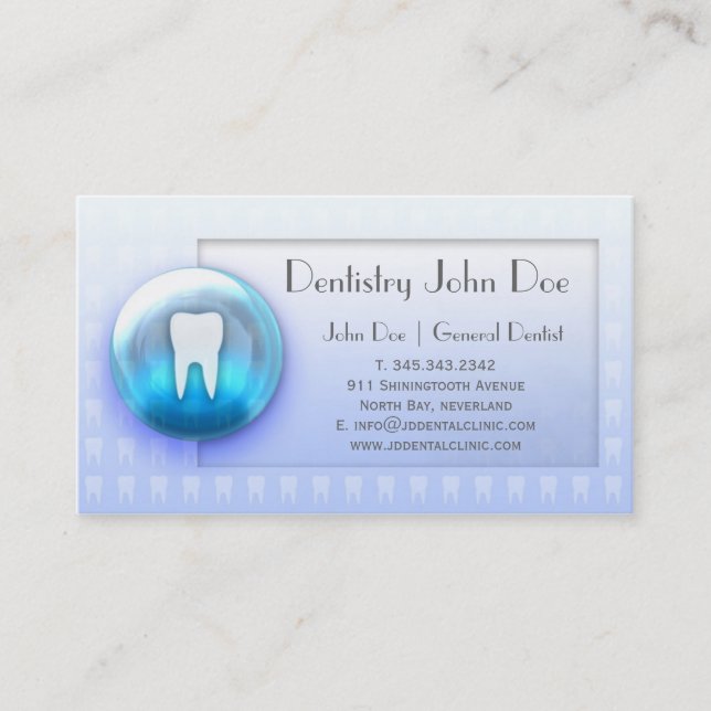 Dentalcare white teeth bubble dental business card (Front)