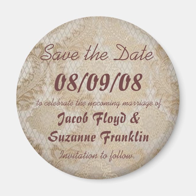 Dentelle antique - Magnet Réservez la date (Devant)