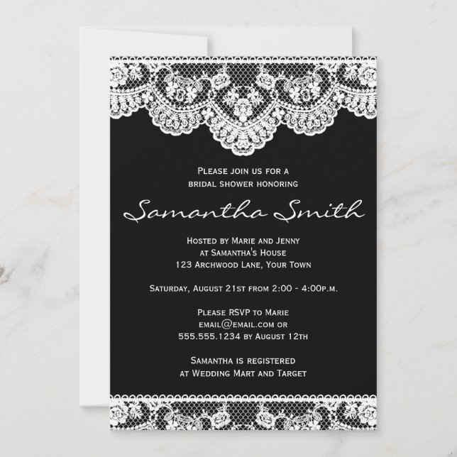 Dentelle blanche et Invitation de Fête de l'mariée (Devant)