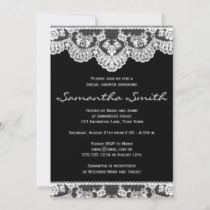 Dentelle blanche et Invitation de Fête de l'mariée