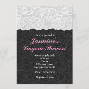 Dentelle blanche et invitation en cuir noire de