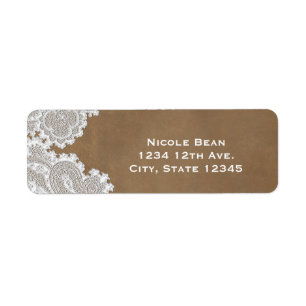 Dentelle blanche et marron rustique chic élégant m