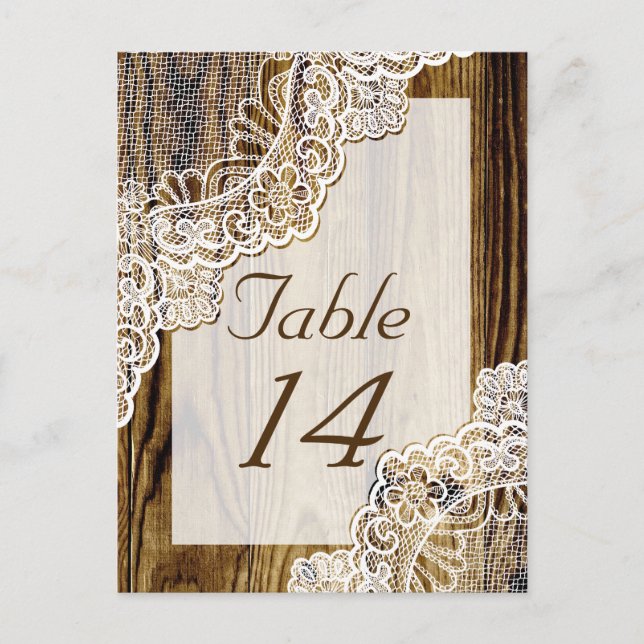 Dentelle blanche rustique sur un numéro de table d (Devant)