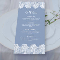 Dentelle blanche sur le menu classique bleu