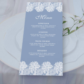 Dentelle blanche sur le menu classique bleu