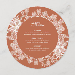 Dentelle blanche sur le menu rond de Terracotta