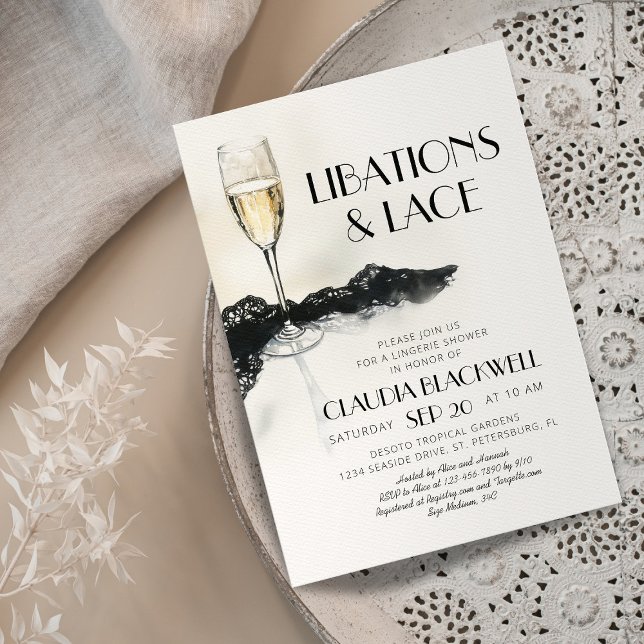 Dentelle Champagne Lingerie Douche Invitation (Créateur téléchargé)