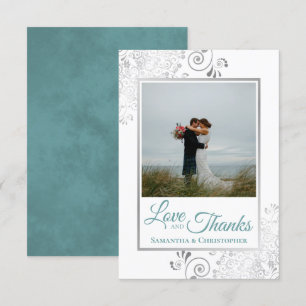 Dentelle d'argent Turquoise & blanc Amour & Merci